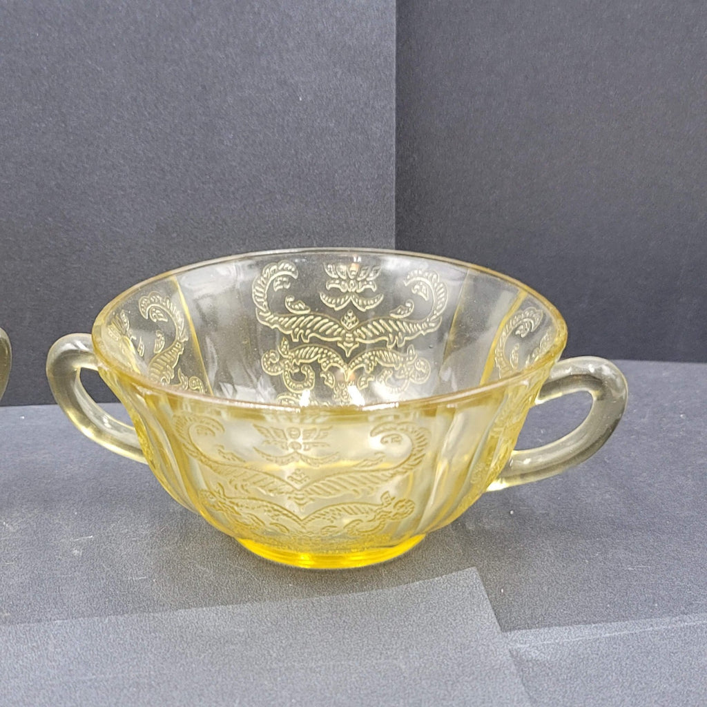 Vintage Federal Yellow Depression Glass Sugar Bowl and Mug