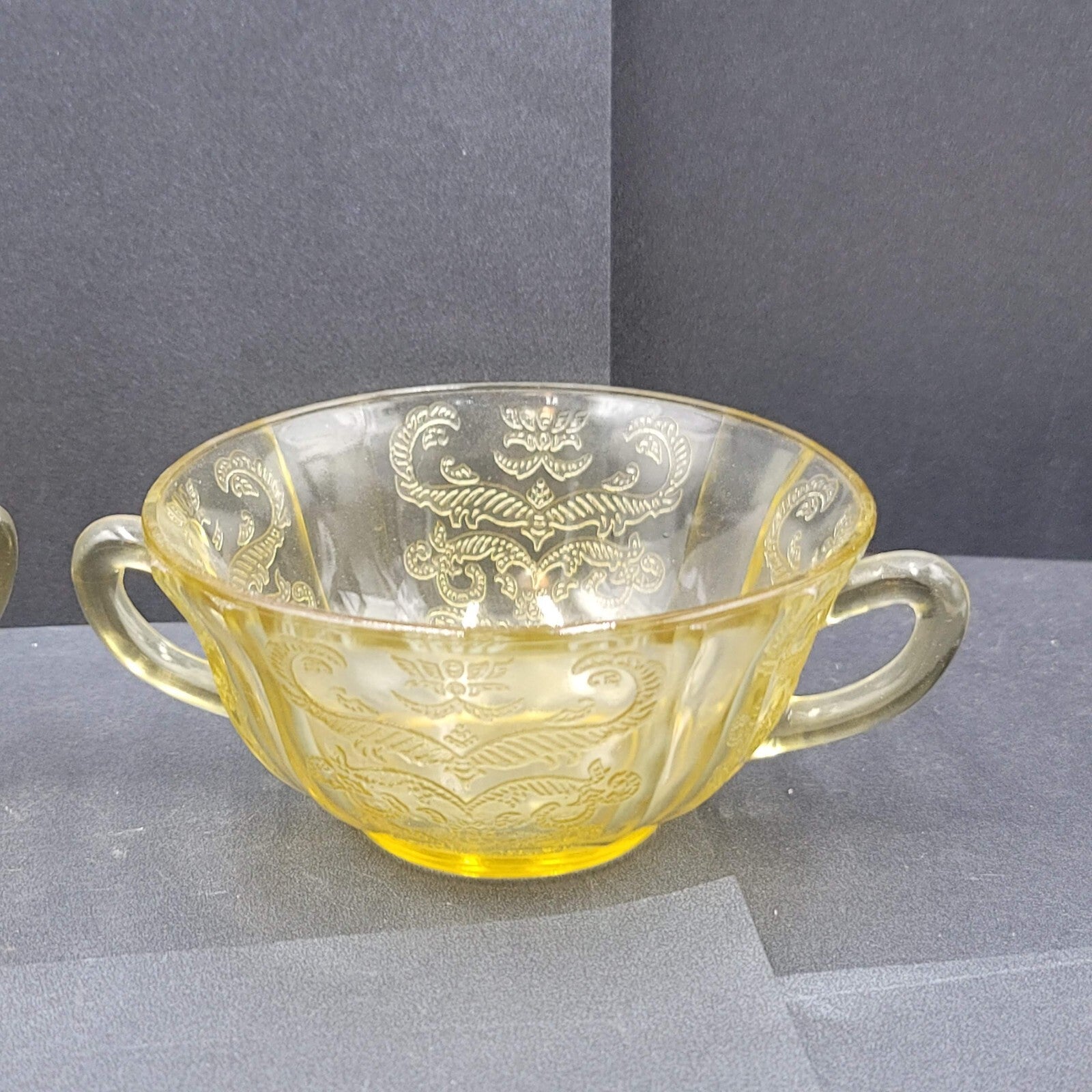 Vintage Federal Yellow Depression Glass Sugar Bowl and Mug