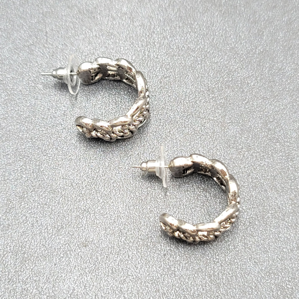 Pierced Earrings Ornate Open Work Wide Hoops 3/4"