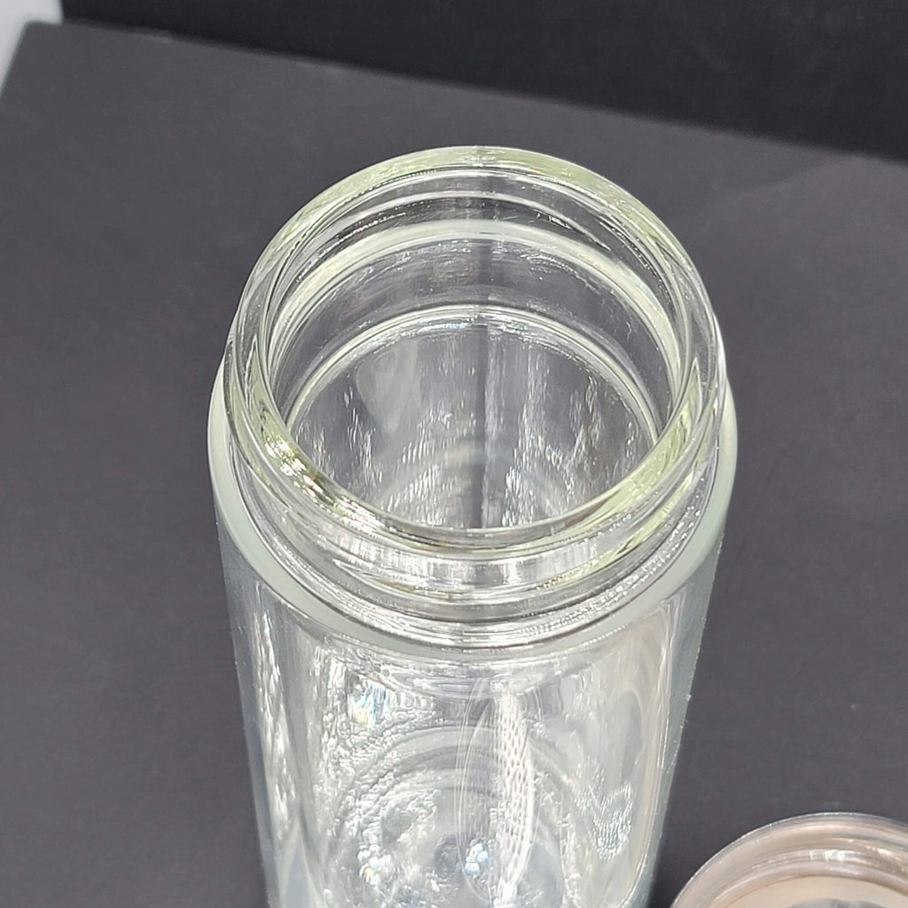 Wolong Glass Tea Infuser Bottle Double Wall Portable Tea Tumbler 460mL