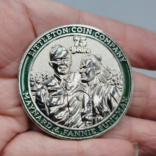 Boy Scout Commemorative Token Coin Maynard & Fannie Sundman 75 Years 1.75"