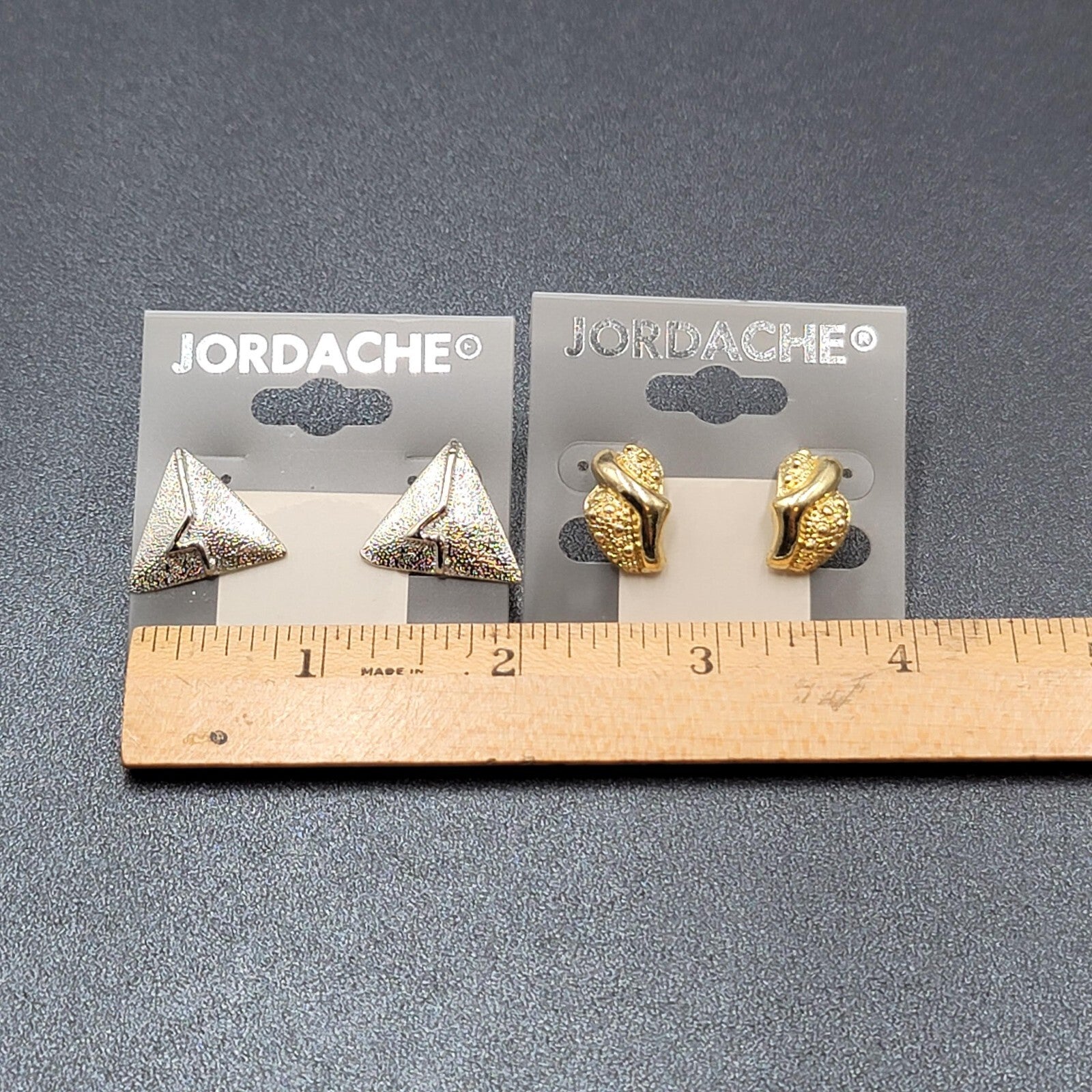 Vintage Jordache Pierced Earrings Lot of 2 Silver tone Gold tone Drop NOS w Tags