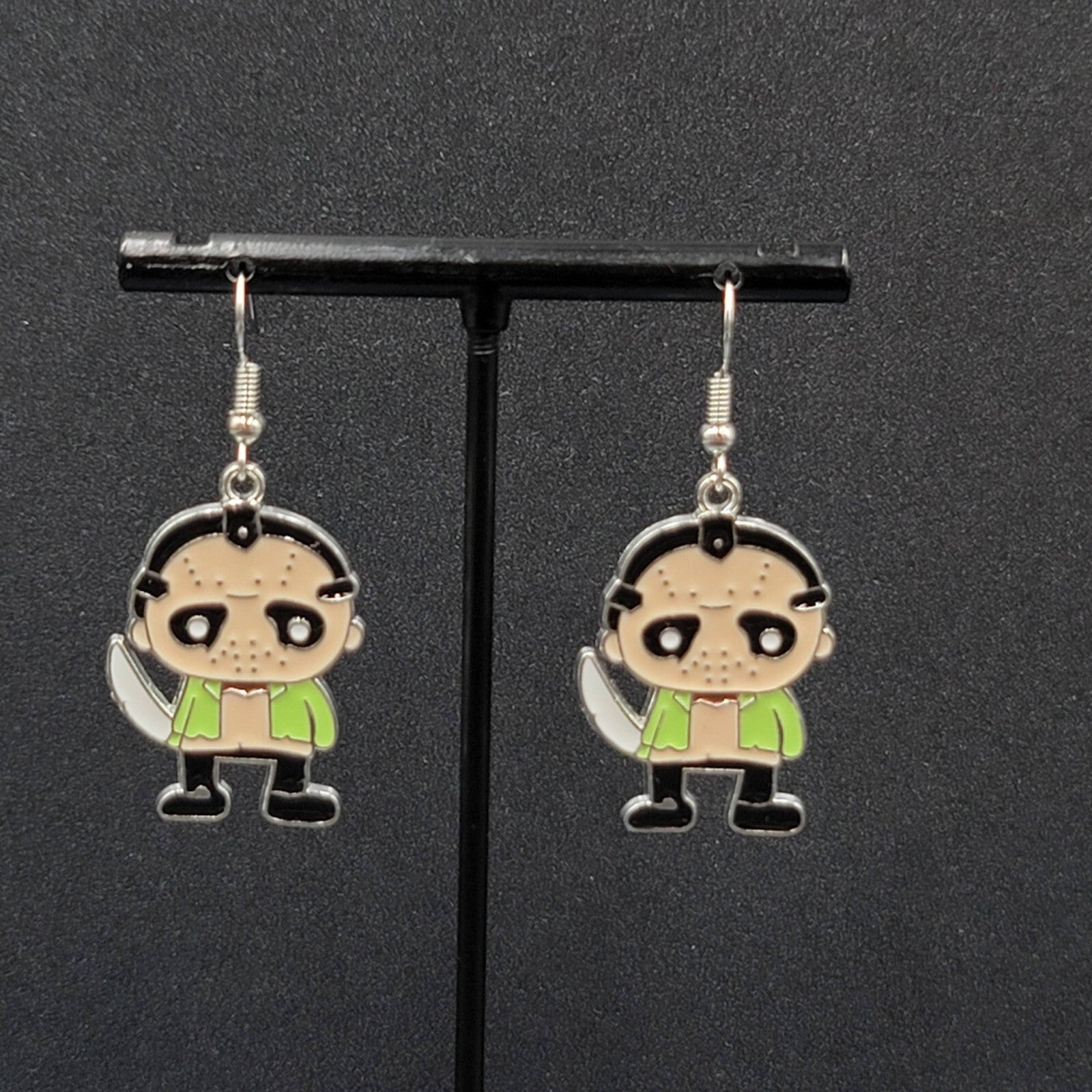 Jason Voorhees Pierced Earrings Enamel Friday the 13th Horror Movie  1.25" FS