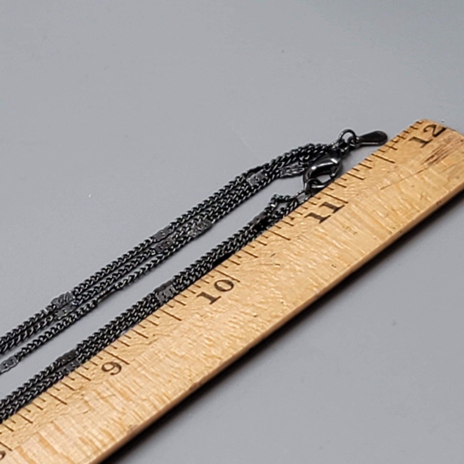 RMN Black Triple Chain Long Necklace 28"