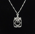Vintage Silver tone Tube Chain Pendant Necklace 24" Estate Costume Mid Mod