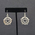 Pentacle Pierced Earrings Silver tone Witch Pentagram Dangle 1 1/8"