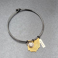 Black Bangle Bracelet Ohio Home Charm Dangle 8.5"