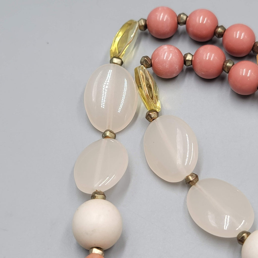 Loft Necklace Wood Stone Bead Multicolor Gold tone 18"-20"