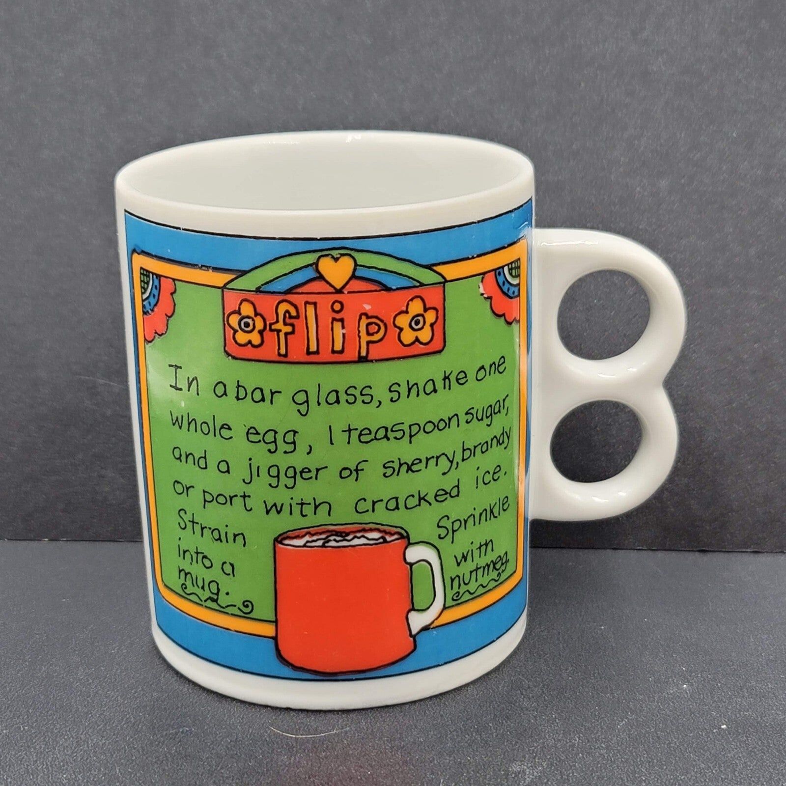 Vintage Flip Recipe Mug Ceramic Cup Made in Japan Brandy Sherry or Port