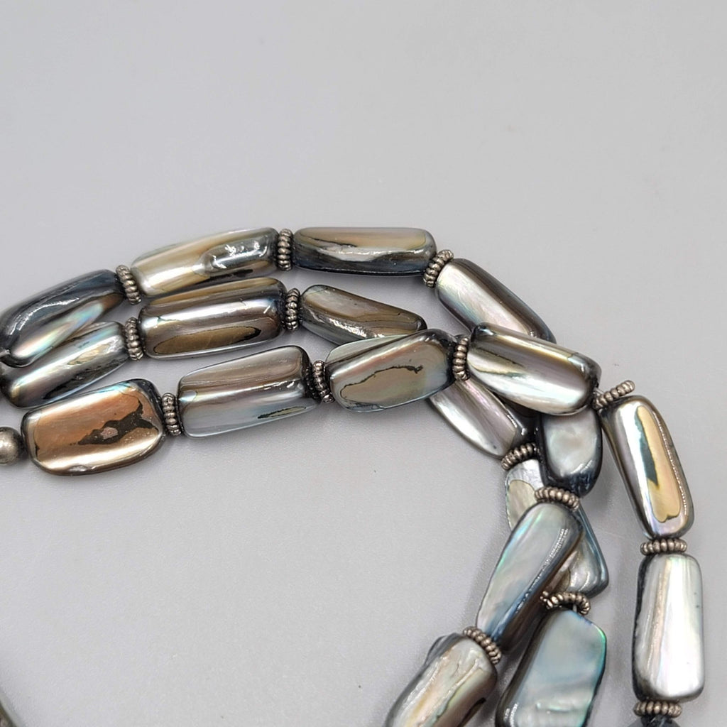 Multi color Natural Shell Bead Bracelet Triple Strand 8"