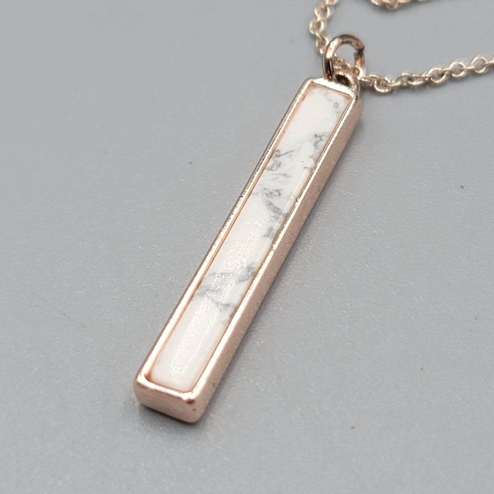 LA CN Necklace Rose Gold tone Bar Pendant 15" 17" 18"