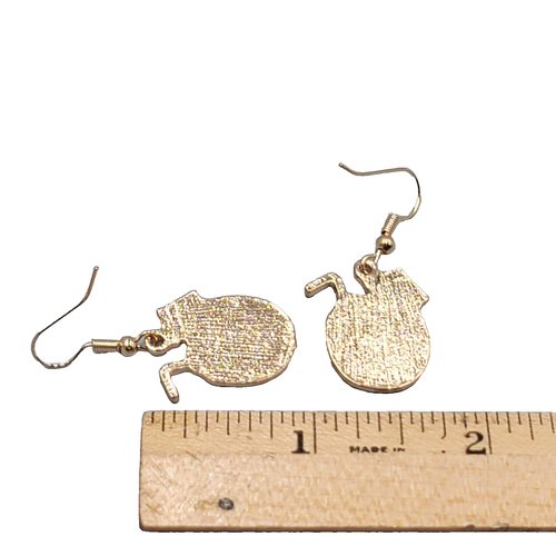 Coconut Cocktail Enamel Pierced Earrings Gold tone Dangle 7/8"