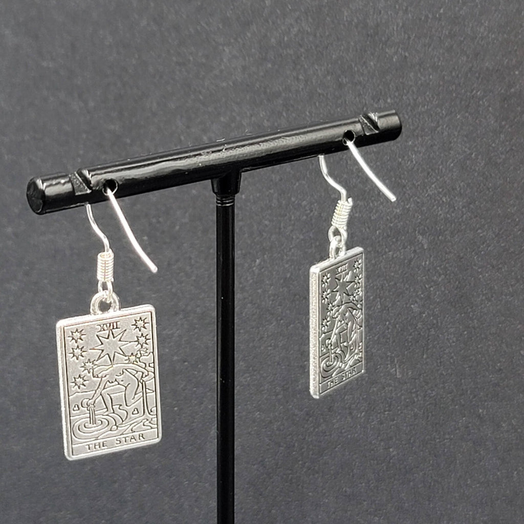 The STAR Tarot Card Pierced Earrings Silver tone 1"