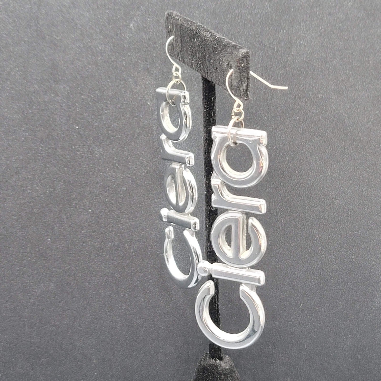 CIERA Pierced Earrings Silver tone Dangle  2.75" Oldsmobile Emblem