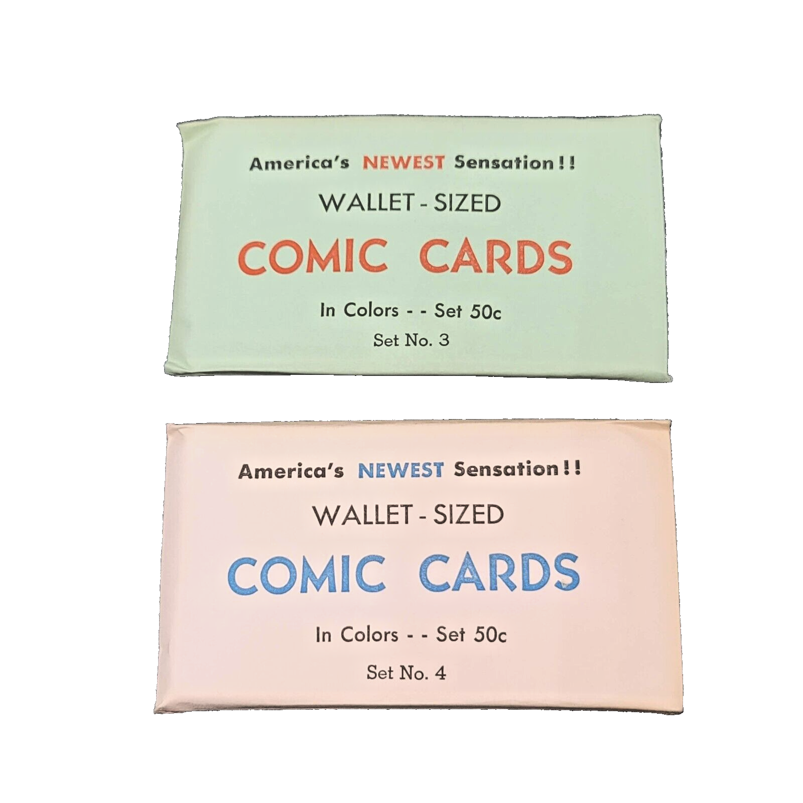 Vintage Adult Novelty Comic Cards Wallet Sized Set 3 and Set 4 SEALED!!