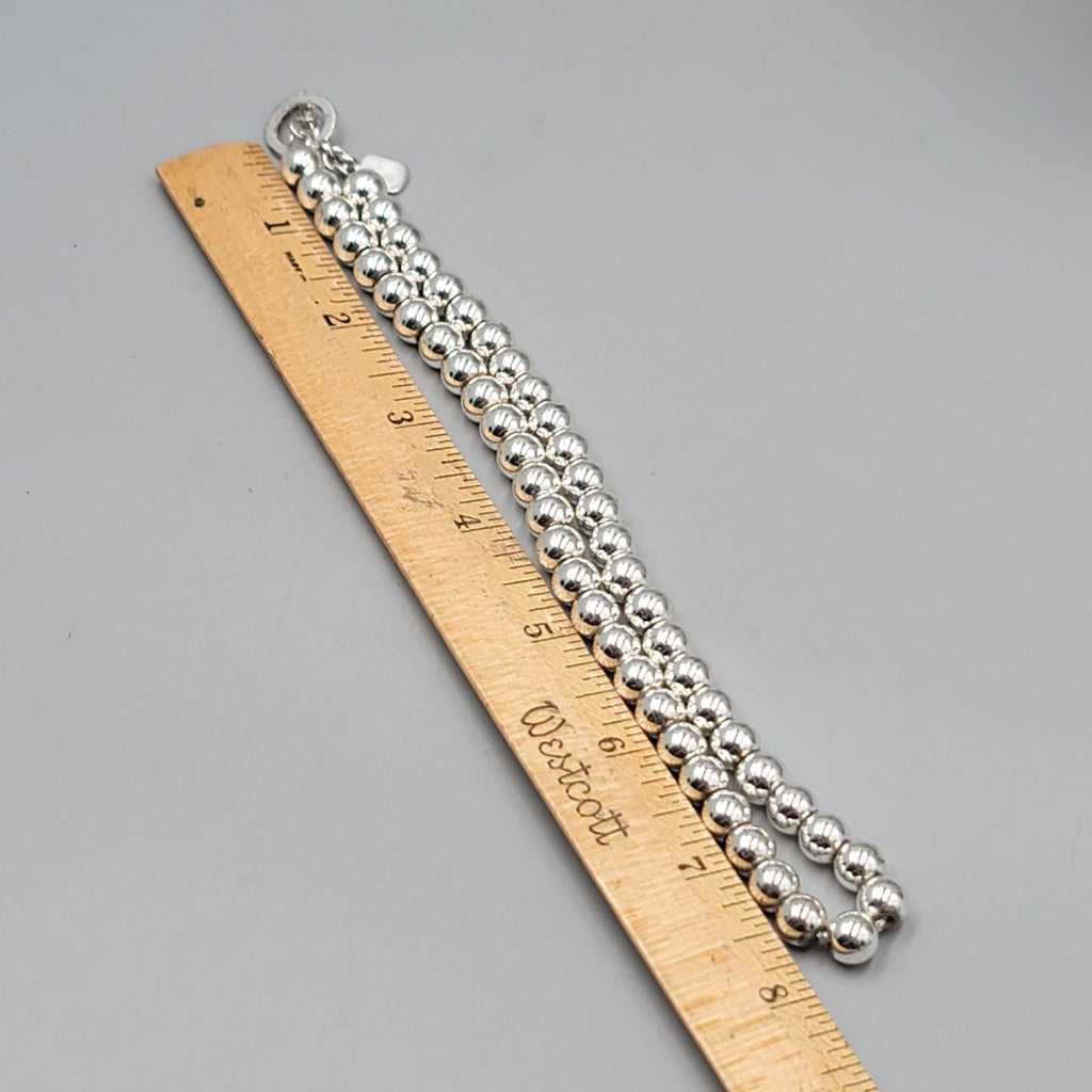 RLL Necklace Silver Plated Beads on Chain Toggle Closure 16" READ