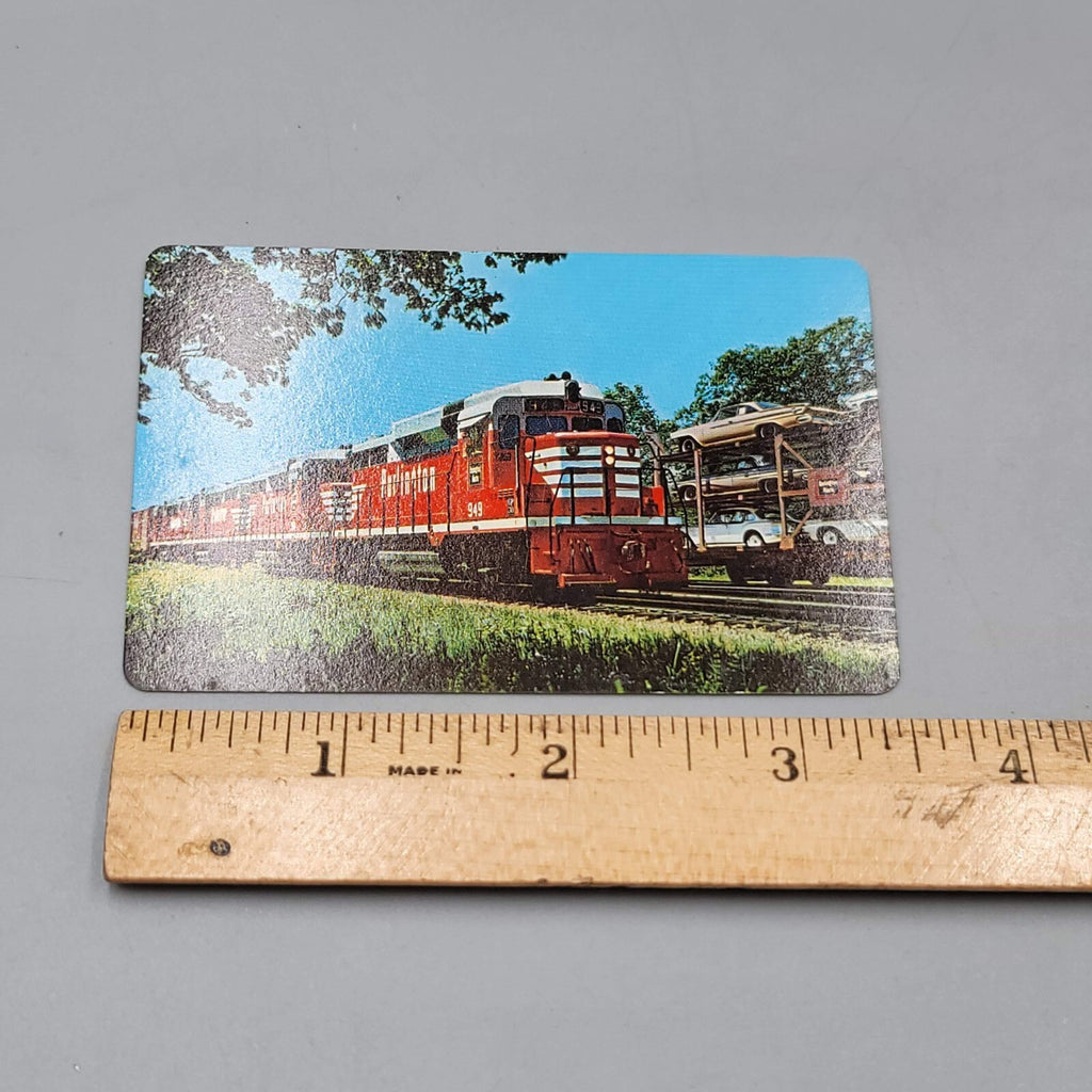 1963 Burlington Route Pocket Calendar Wallet Ad Card Vintage Railroad Train RR