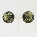 Vintage Clip on Earrings Large Lucite Resin Circle 1 1/8" Mid Mod Statement