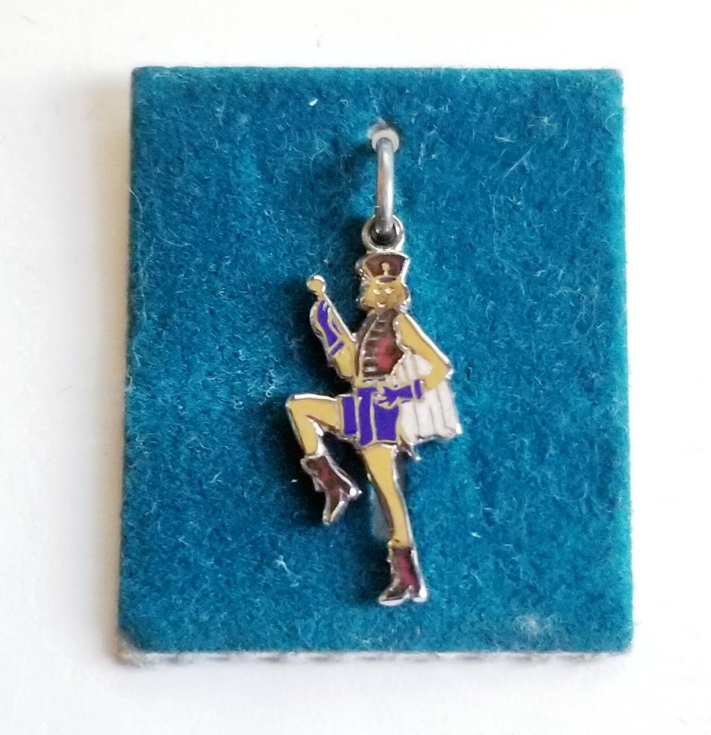 VTG Sterling Silver Enamel Band Leader Drum Major Marching 925 Charm Pendant NOS
