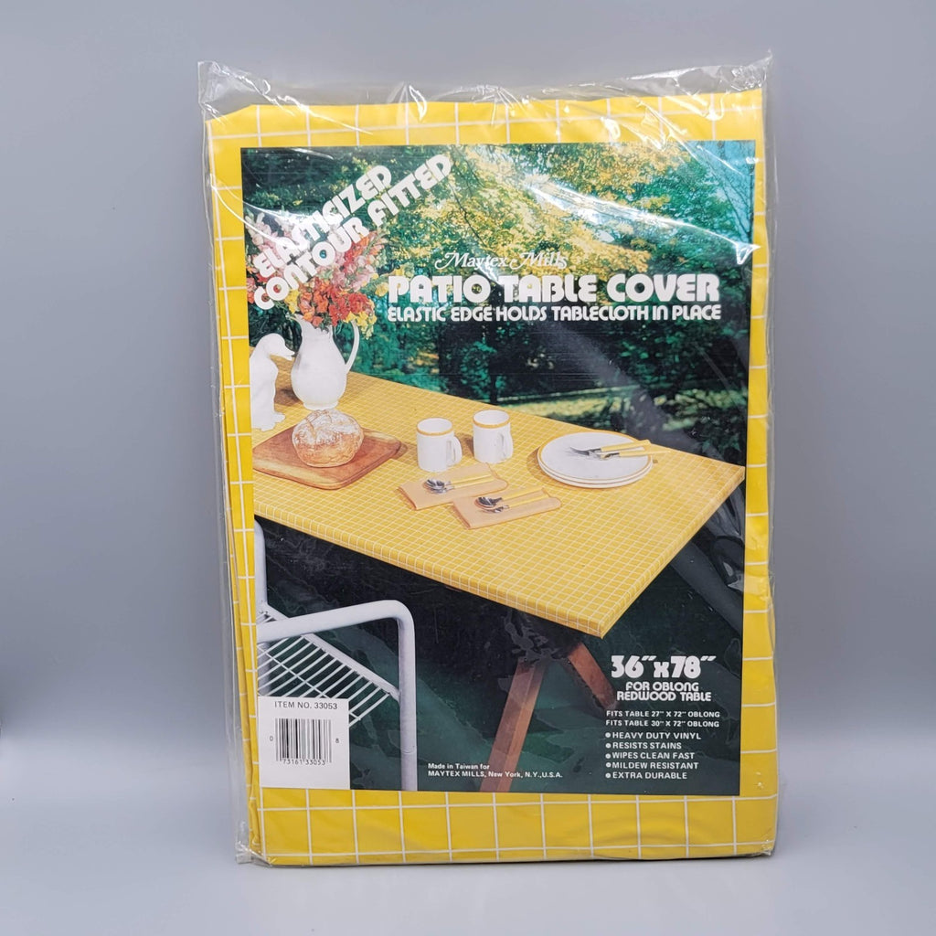 Vintage Yellow Windproof Picnic Time Disposable Table Cloth 6'.6"x3'.4" NIP Prop