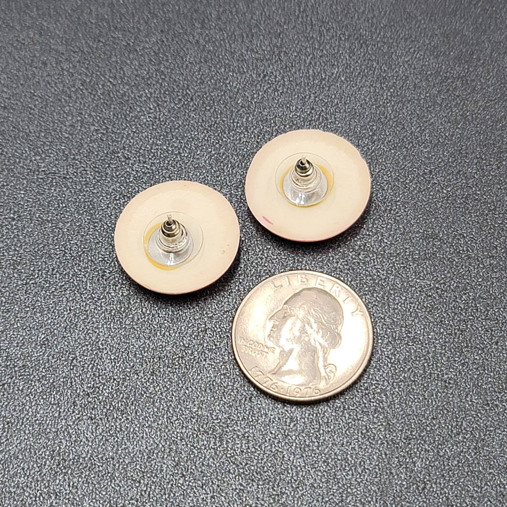 Vintage Pierced Earrings Pink Teal Blue Purple Round 7/8"