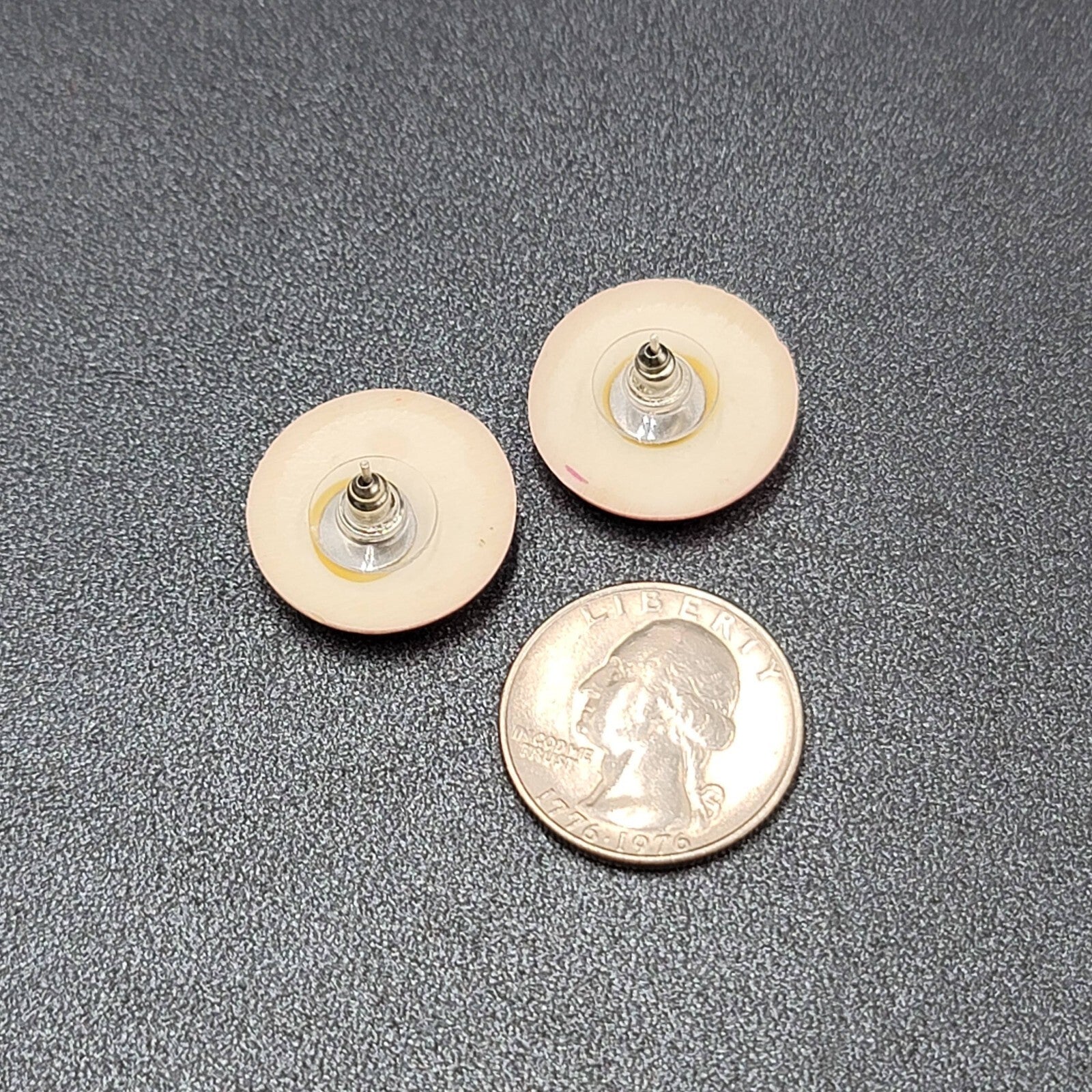 Vintage Pierced Earrings Pink Teal Blue Purple Round 7/8"
