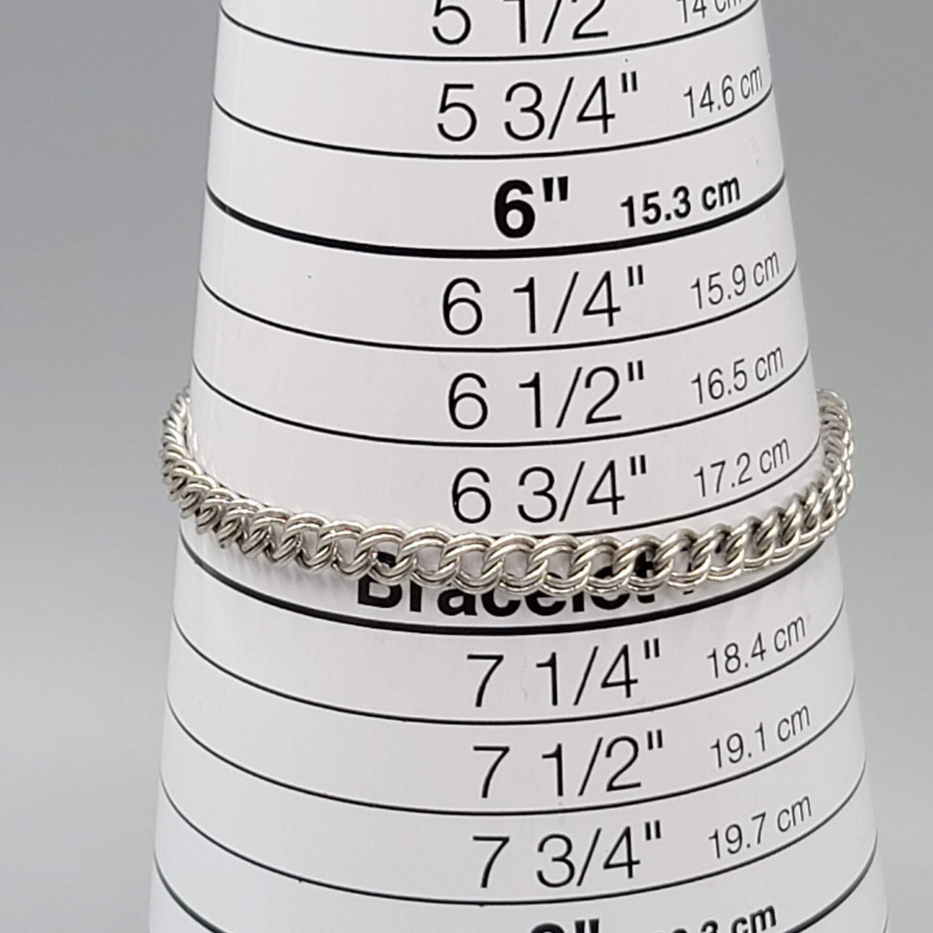 Vintage Sterling Silver Starter Charm Bracelet Double Ring 6.75"