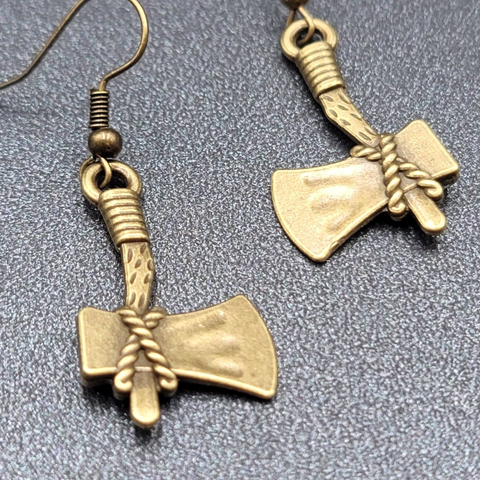 New Axe Hatchet Pierced Earrings Bronze tone Tool Dangle 1"