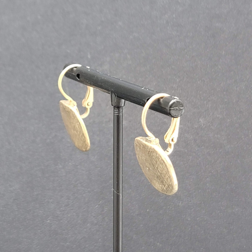 Pierced Earrings Gold tone Cross Hatch Dangle 5/8"