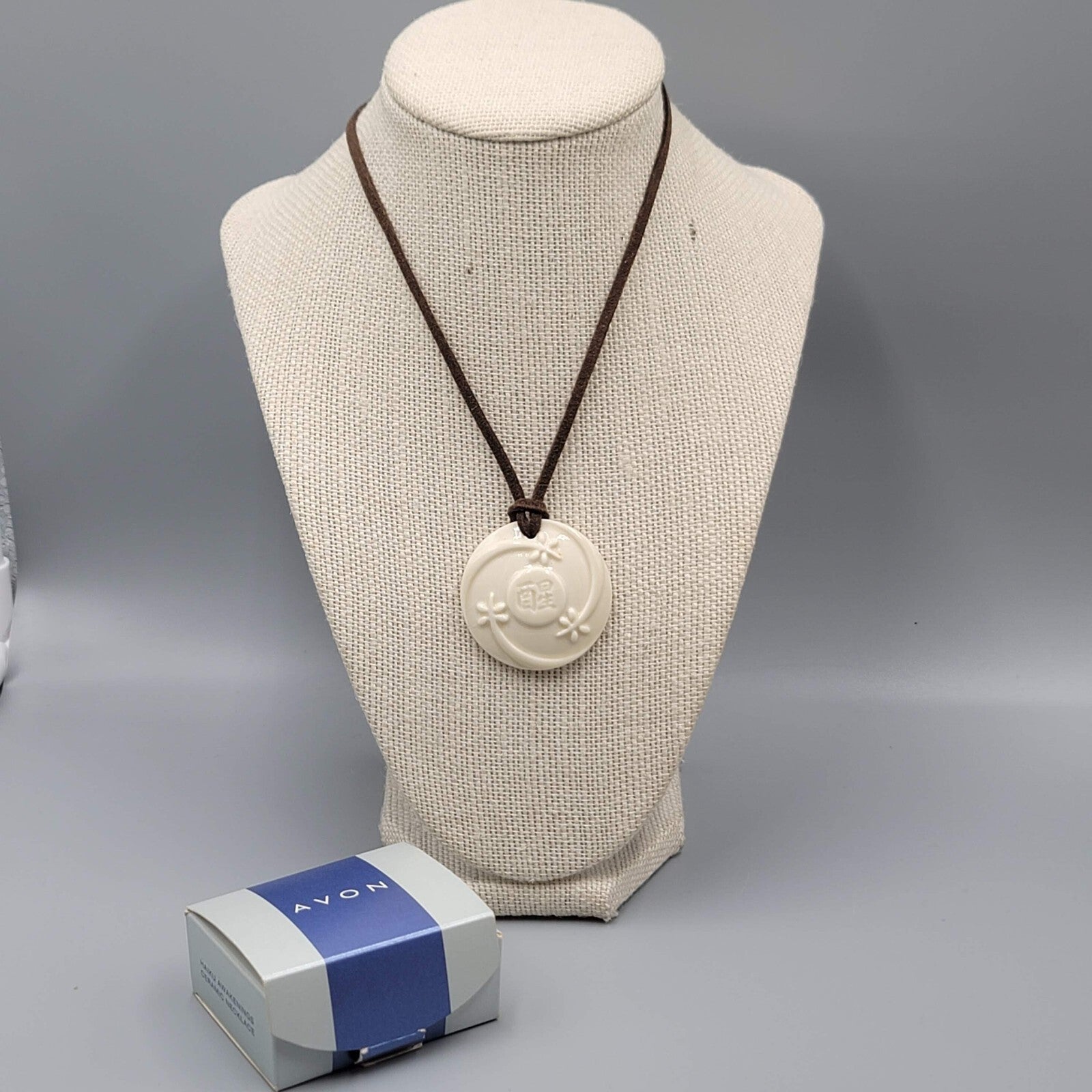 Vintage Avon Necklace Haiku Awakenings Ceramic with Box 2003