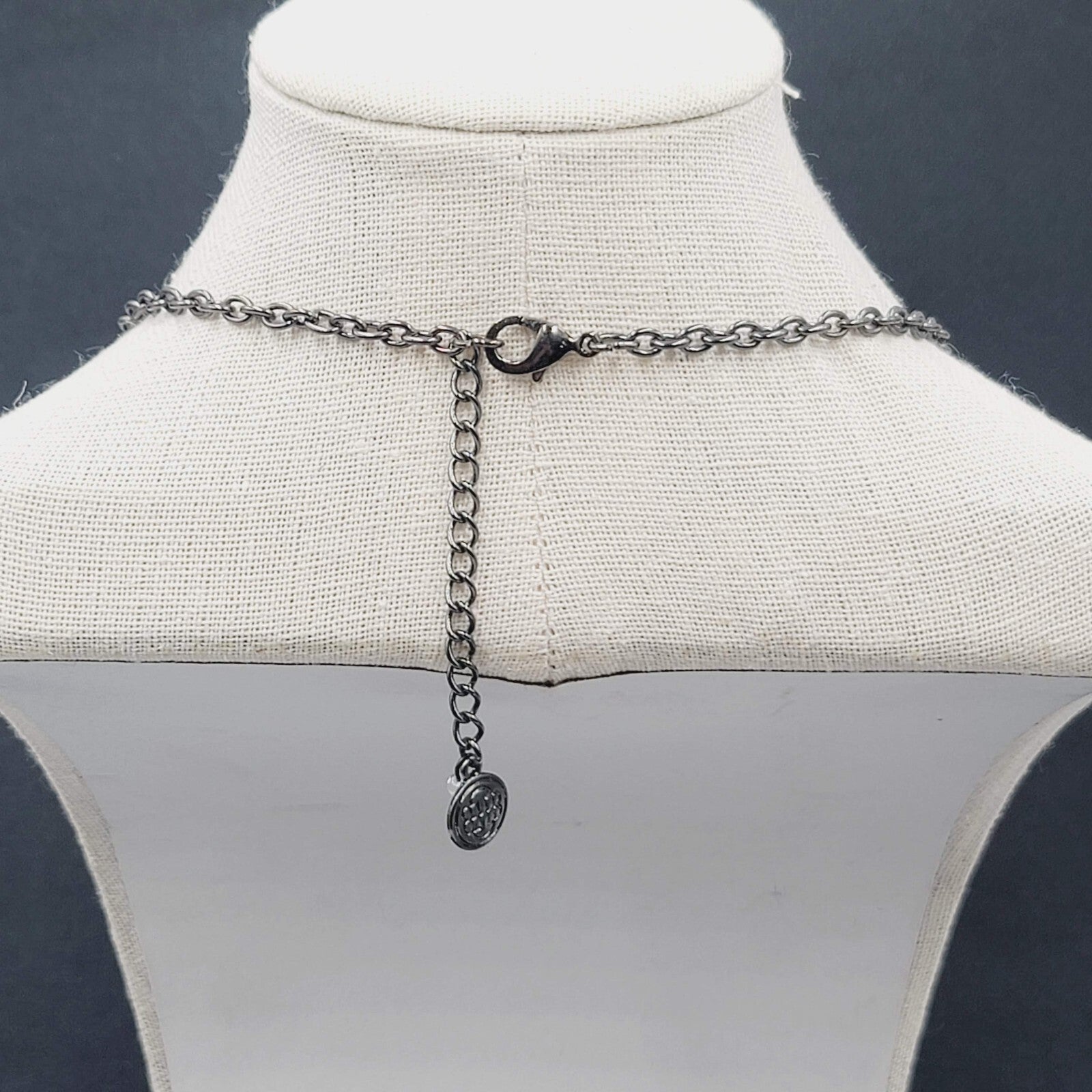 Dana Buchman Necklace Black Metal Rhinestone Statement Runway 18"-20"
