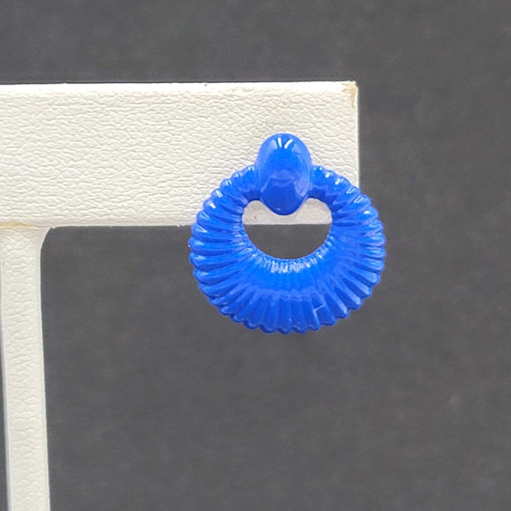 Vintage Pierced Earrings Blue Enamel Lightweight Small 3/4" Costume Jewelry