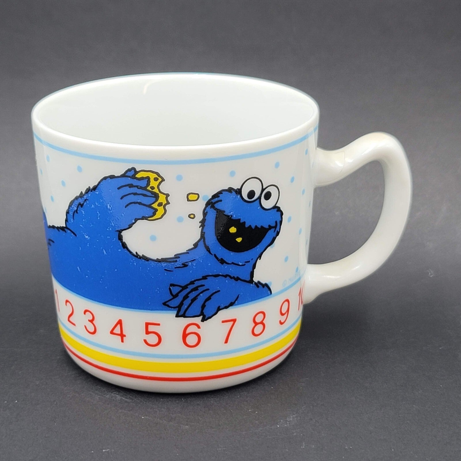 Sesame Street Cookie Monster Counting Made In Japan Porcelain 4 oz Coffee Mug