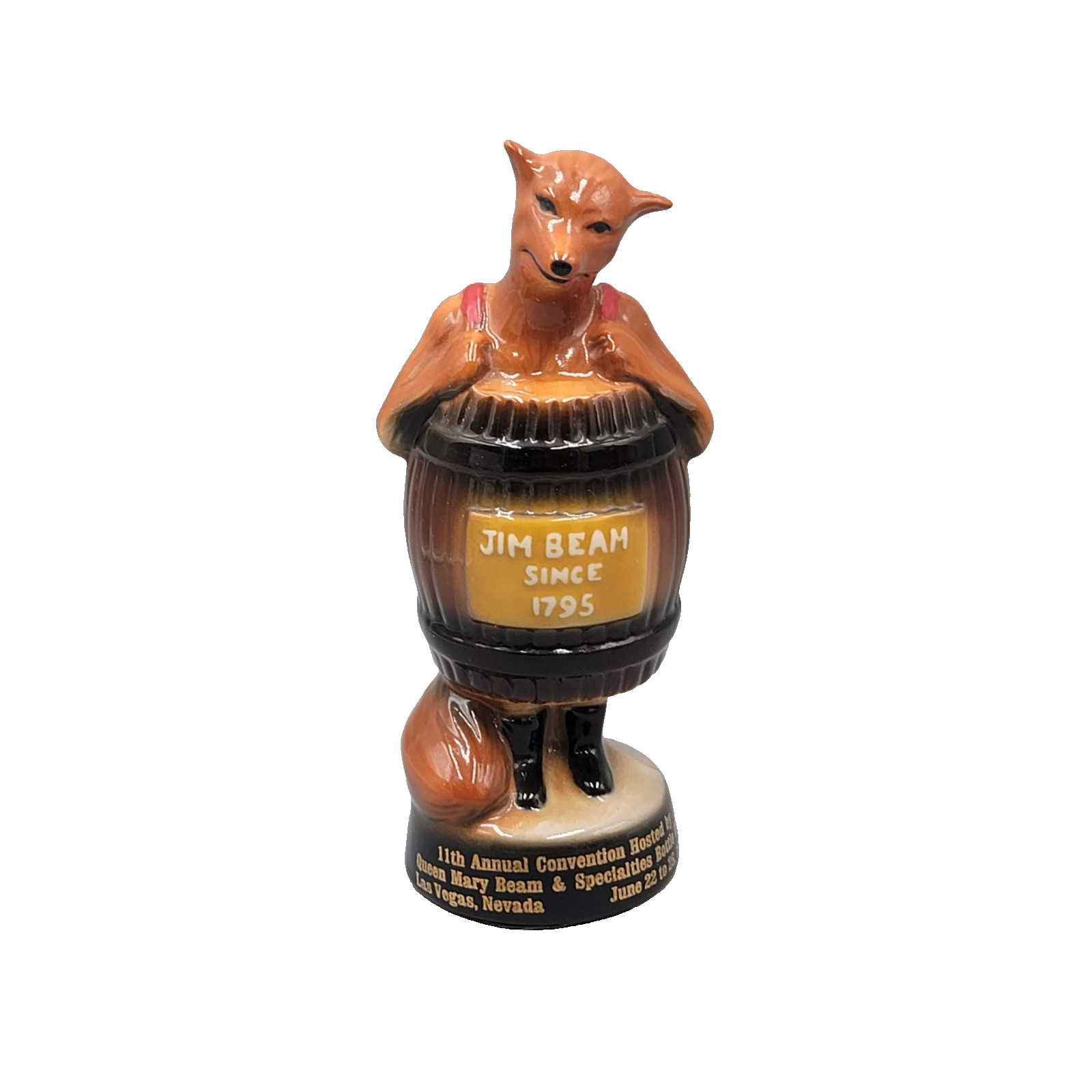 Vtg Jim Beam Fox Barrel Las Vegas 11th Convention Ceramic Paperweight