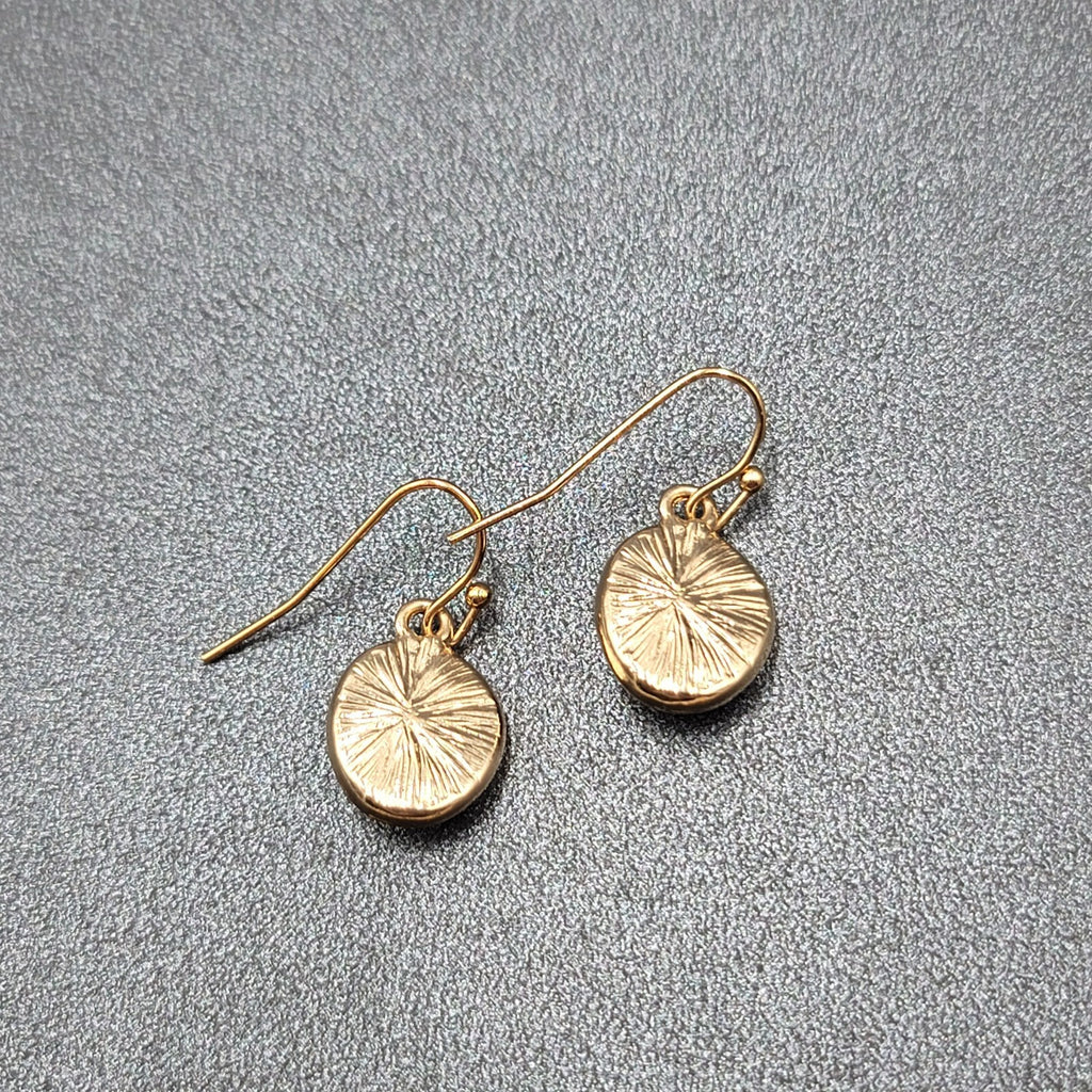 Pierced Earrings Gold tone Green Faceted Acrylic Dangle 1/2"