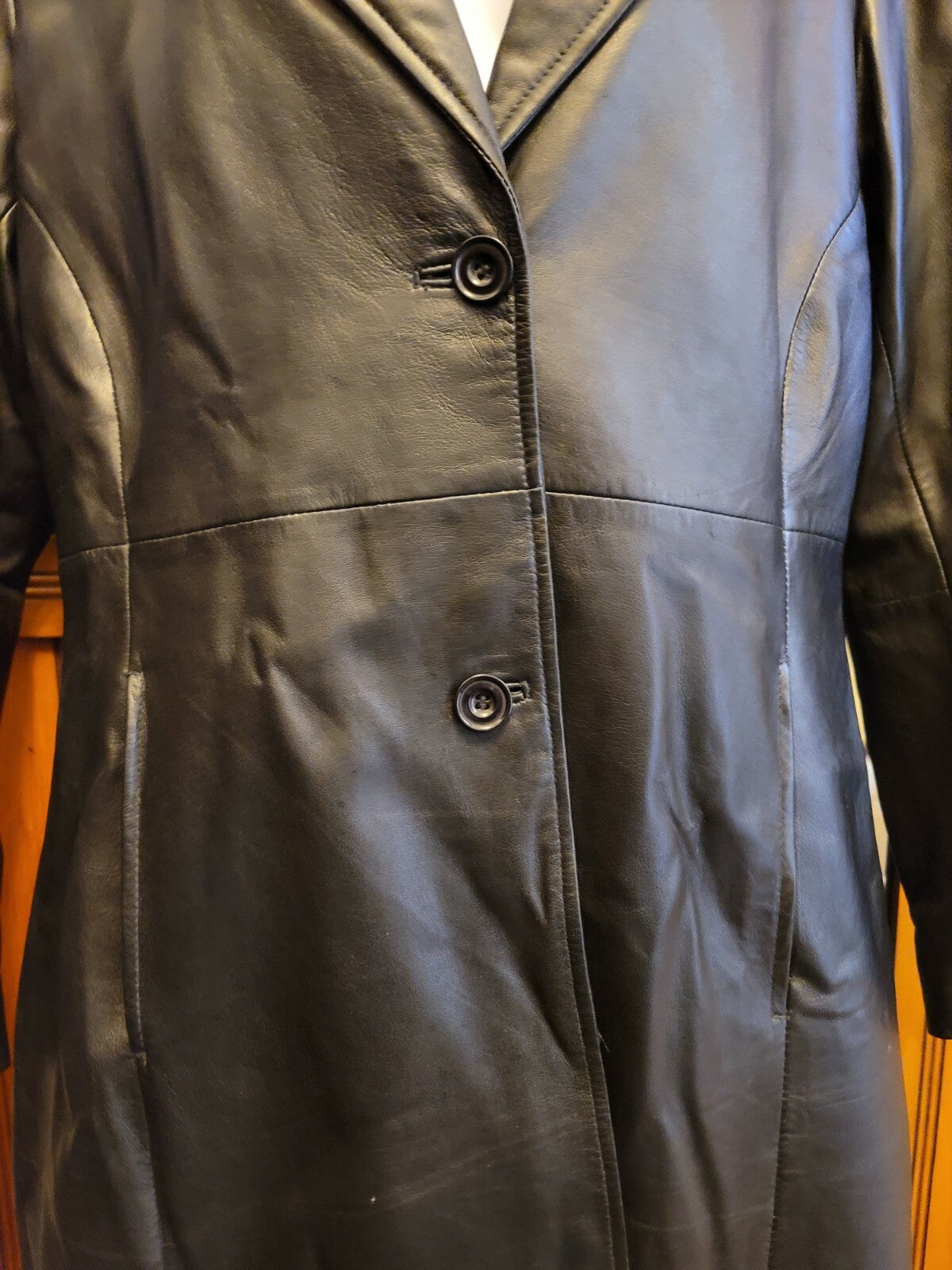 Vintage Olmes Trench Coat M Black Leather Jacket Matrix