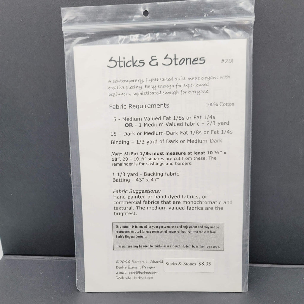 Sticks & Stones by Barbs Elegant Designs Quilt Pattern #201   39" x 43"  2004