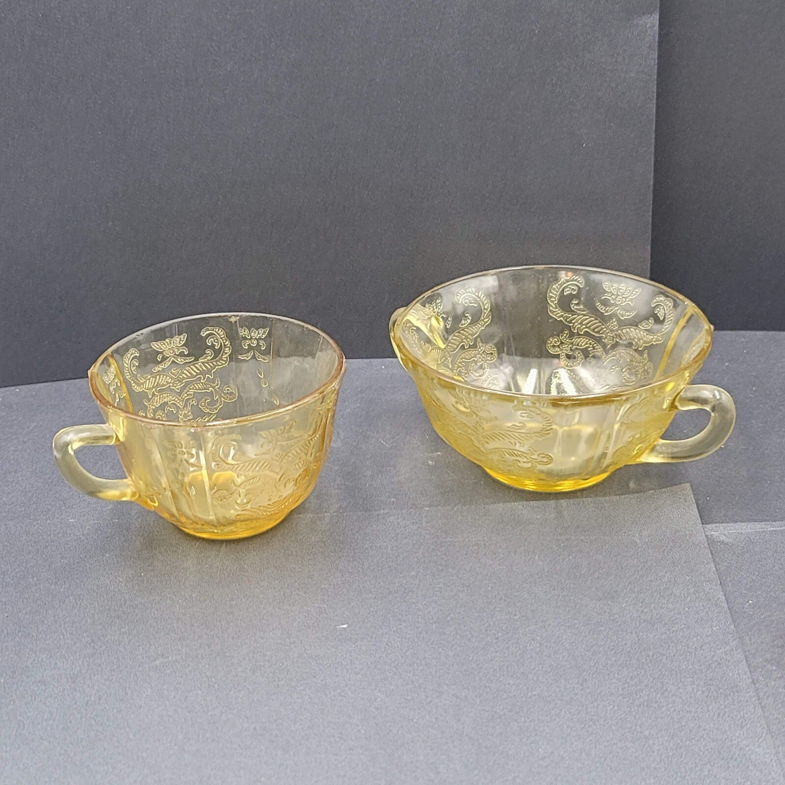 Vintage Federal Yellow Depression Glass Sugar Bowl and Mug