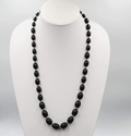 Vintage MONET Necklace Black Graduated Bead Gold tone Estate Jewelry 28"