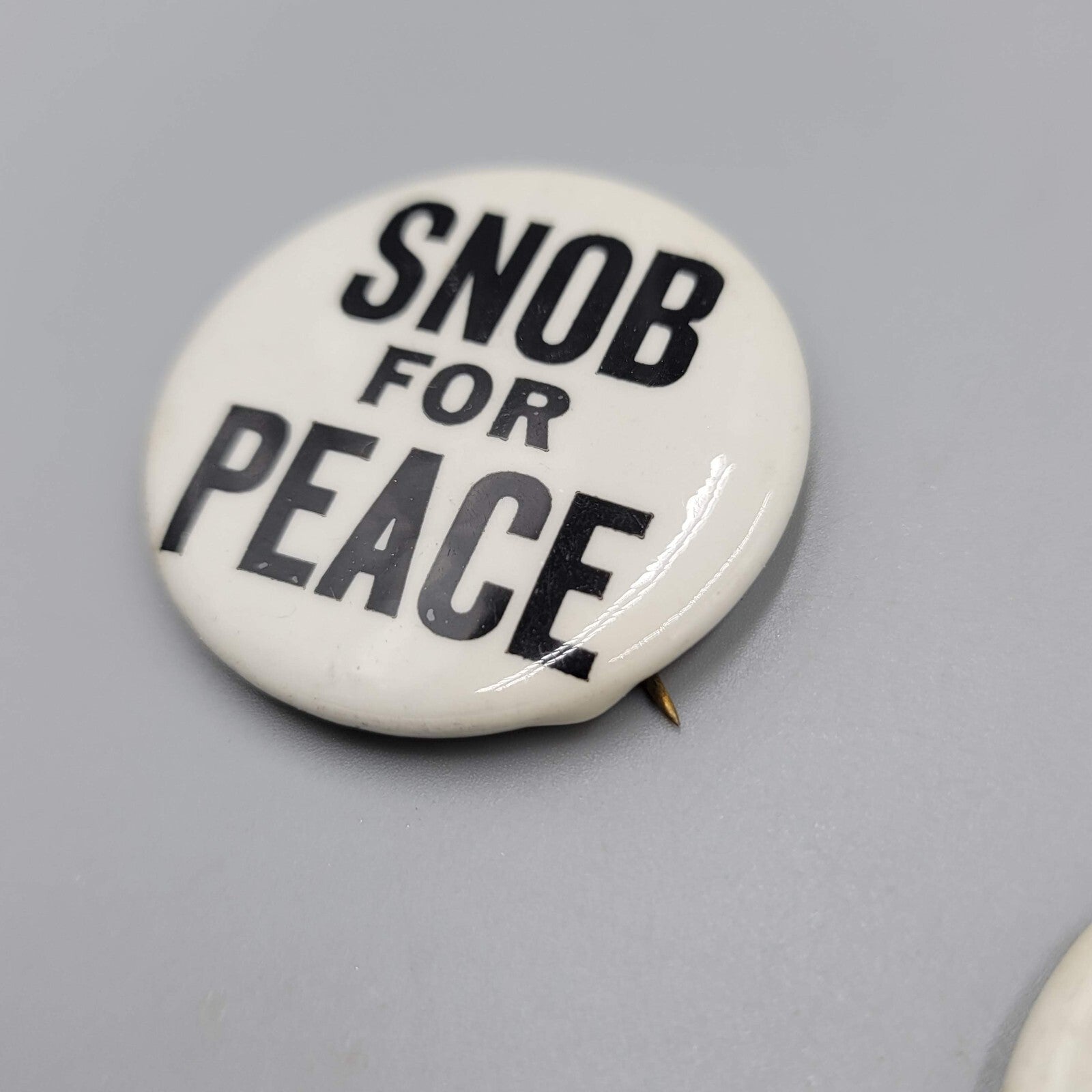 Vintage SNOB For Peace 1970 Button Pin NOS New Original Black White Lot of 3