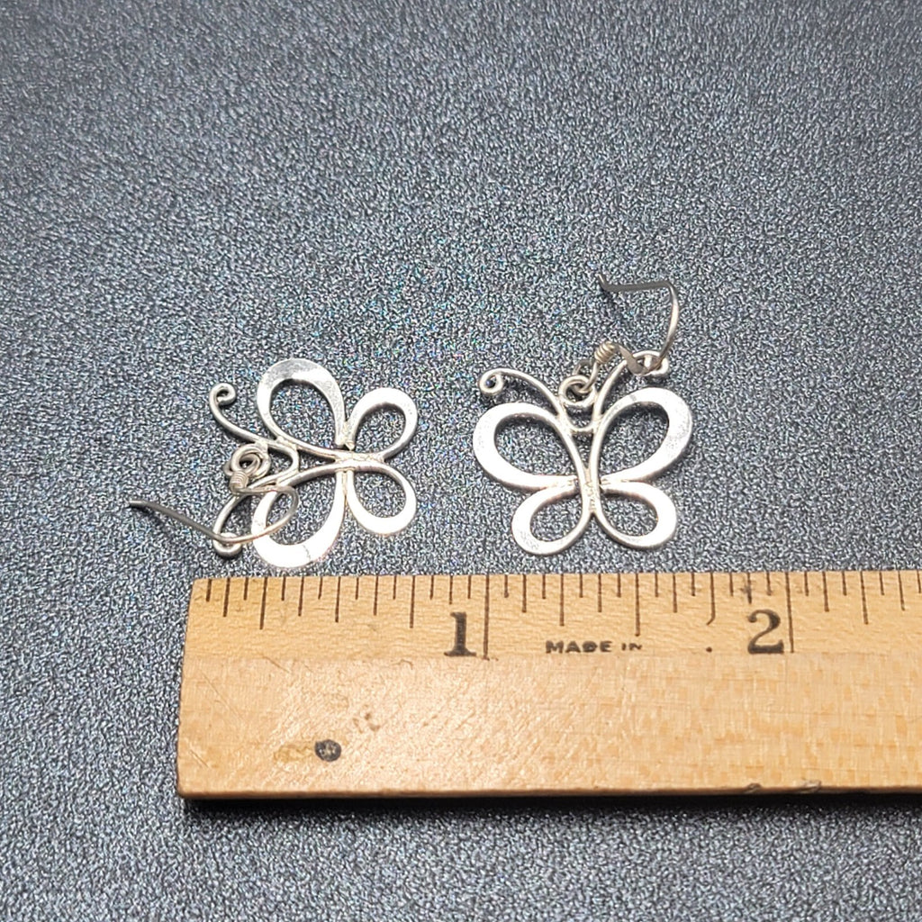 Butterfly Sterling Silver Pierced Earrings 925 5/8"