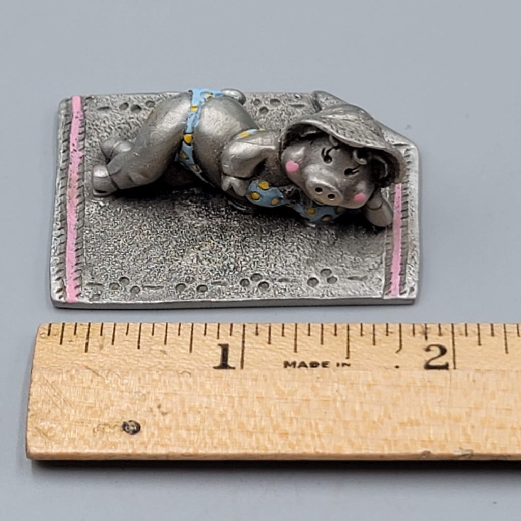 VTG Hudson Fine Pewter Pig wear swimsuit Anthropomorphic Miniature Figurine 3428