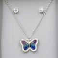 Believe by Brilliance Crystal Silver Plated Butterfly Necklace & Earring Set NWT