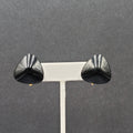 Vintage Clip on Earrings Black Glass Triangle 3/4"