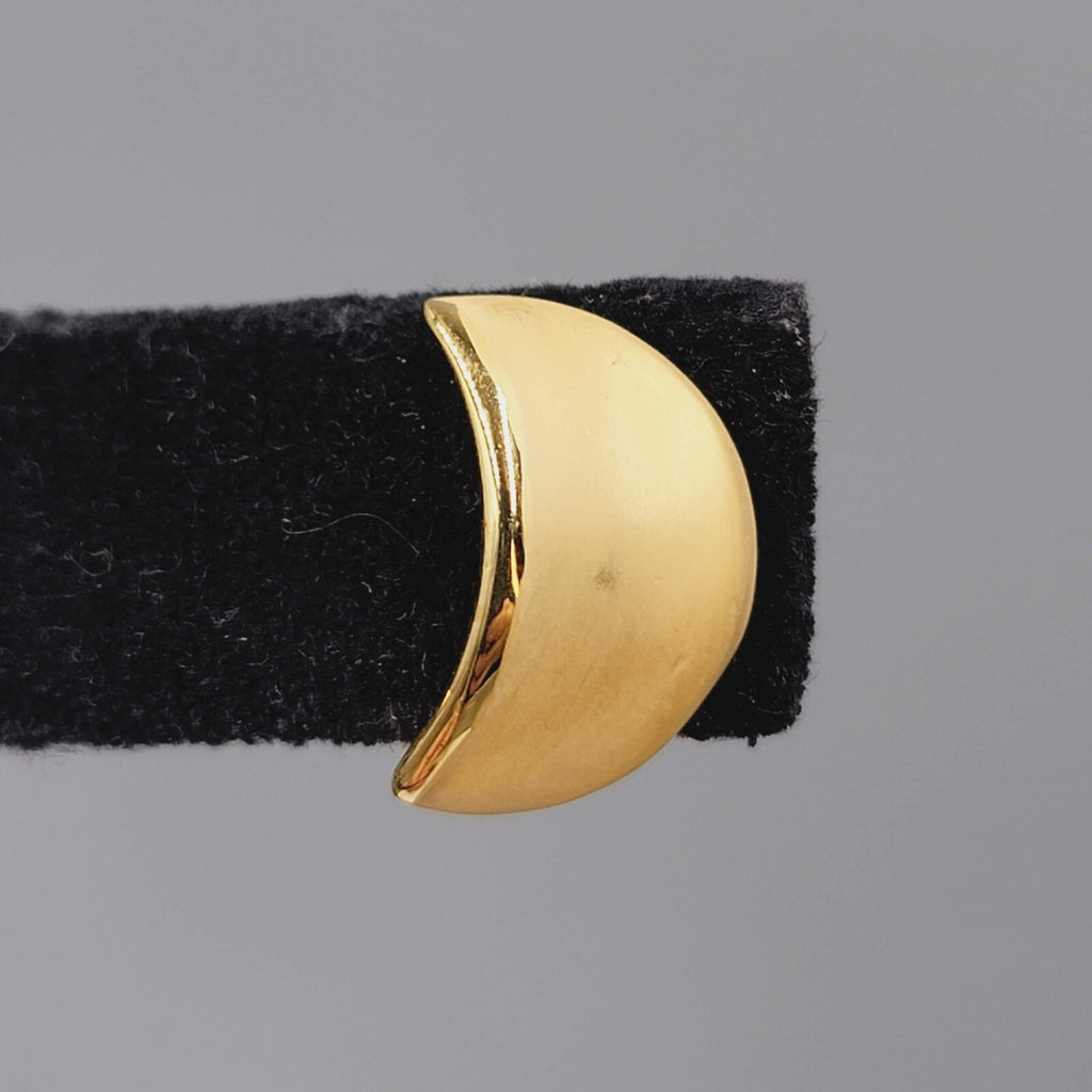 Brushed Gold Plated Pierced Earrings Crescent Moon Shape 5/8"