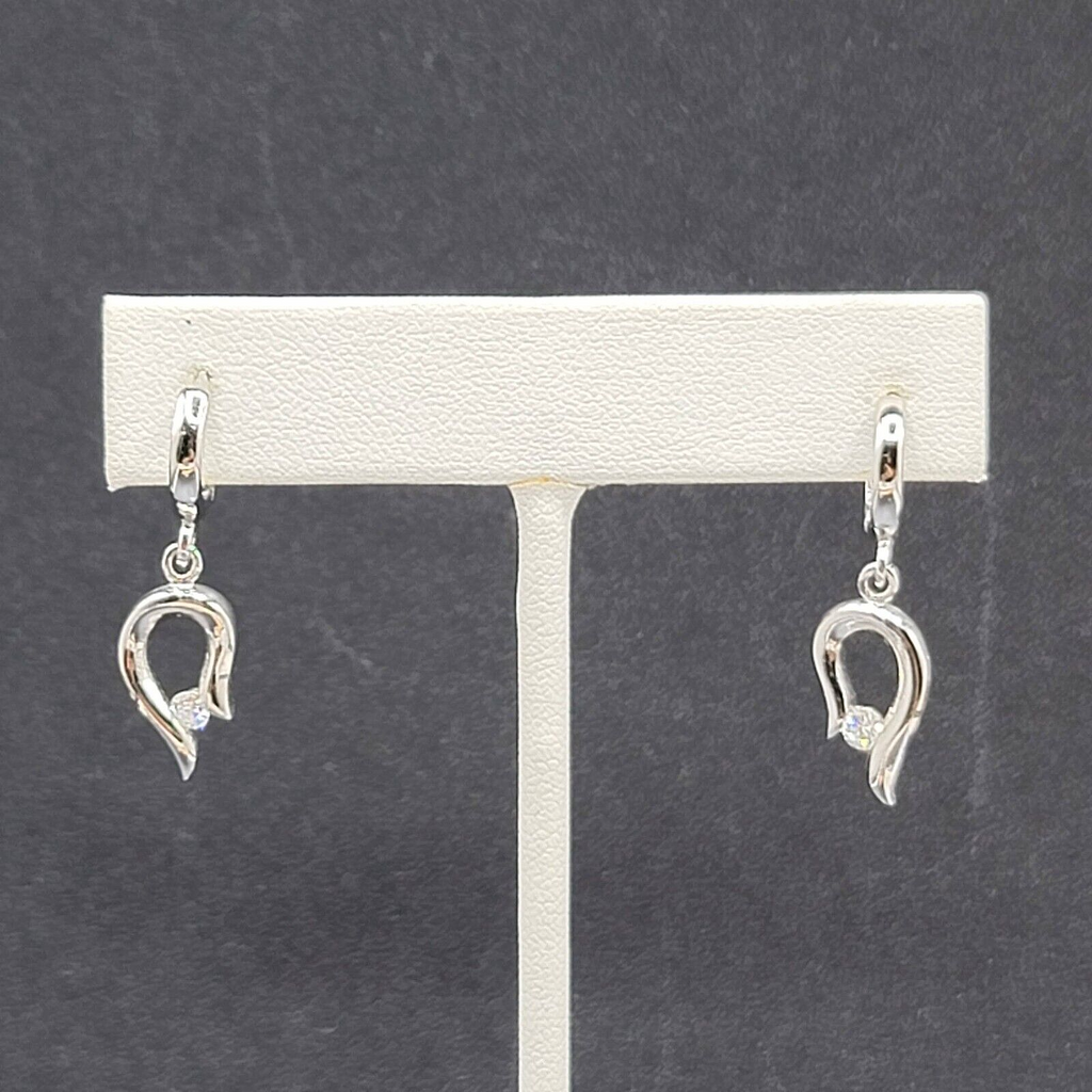 Pierced Earrings Silver tone Crystal Huggie Hoops Dangle 3/4"