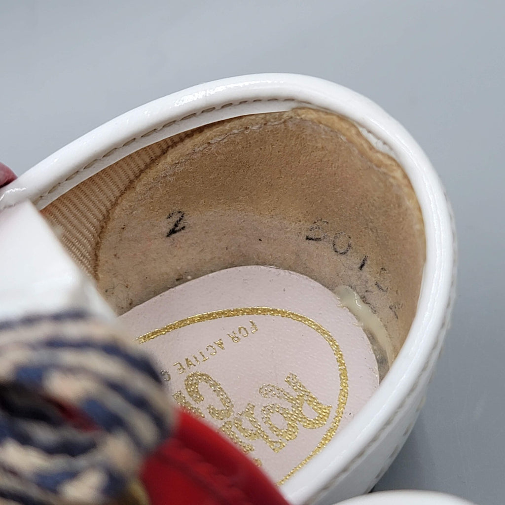 Vintage Baby Toddler Shoes Robinson Crusoe Sz 2 Red White Blue Brass Rivets CUTE
