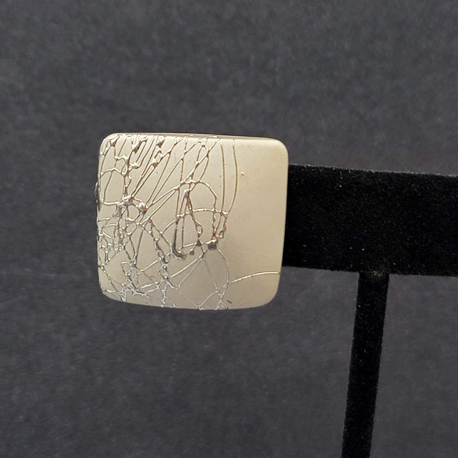 Vintage Pierced Earrings Silver Splatter Square Drop 1"