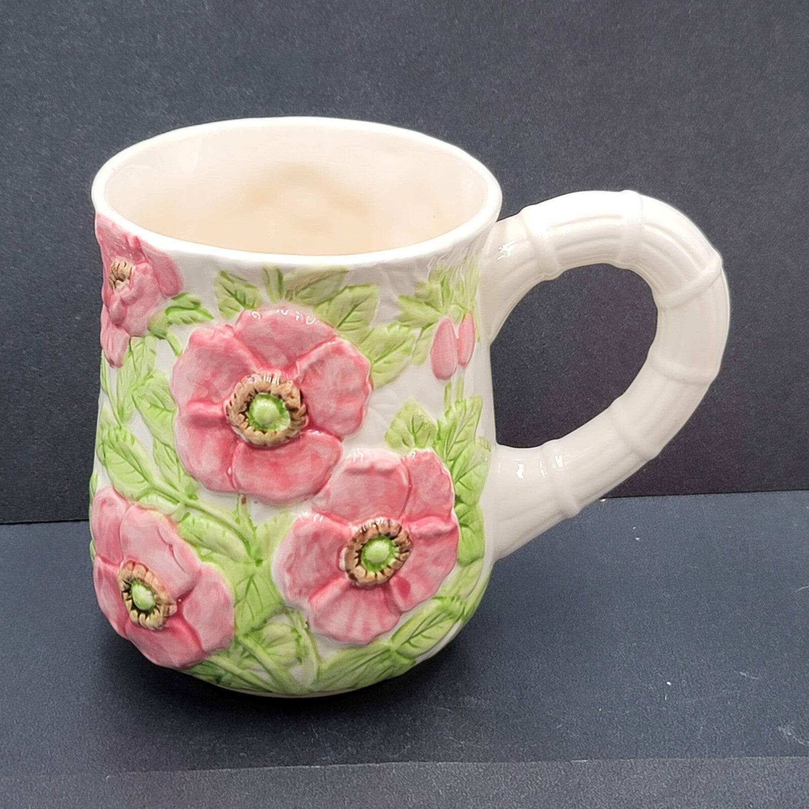 Vintage Fleurs Du Jour by Shafford Pink Green Flowers 1988 Coffee Mug Cup Peony