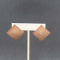 Vintage Pierced Earrings Painted Textured Square Drop 1 3/8"